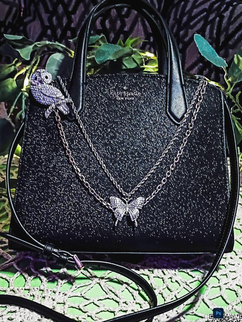 Kate Spade Black Tinsel Glitter Discontinued Rare Purse NWOT Pristine New Condit